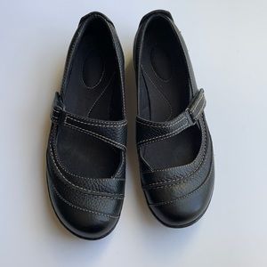 CLARKS Black leather Mary Jane shoes